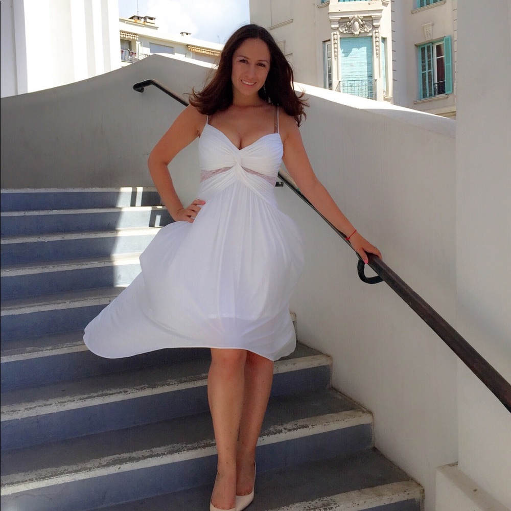 BCBGMaxazria White high-low dress size 6